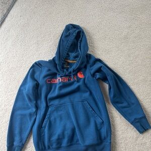 Carhartt Men's Blue and Red Hoodie Sweater